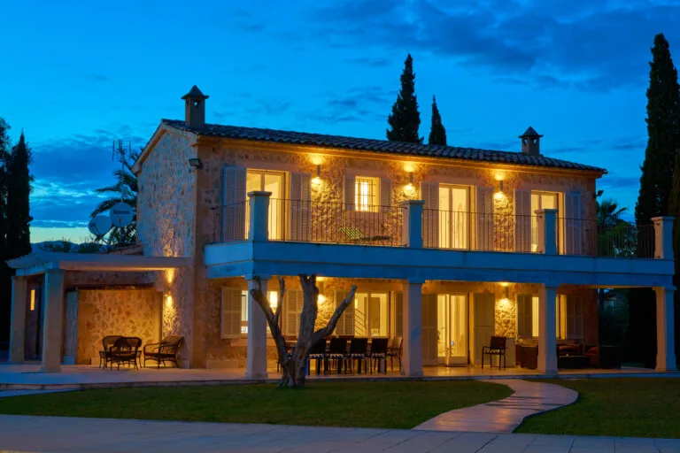 typical Finca house illuminated at night